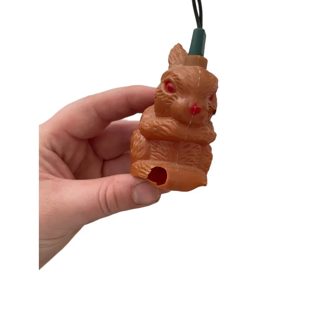 Vintage 90s Blow Mold Plastic String Lights 2 Strands Easter Eggs & Bunny Rabbit